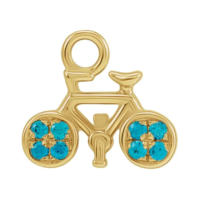 Natural Swiss Blue Topaz Bicycle Dangle